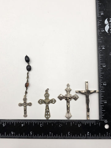 Vintage Catholic Crucifix Cross Pendant Lot of 4 Italy Pope John Paul II Rosary
