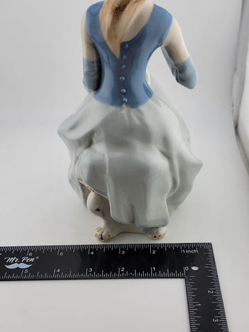 Vintage Collectible Royal Dux Seated Lady W Dog Porcelain Figurine Bohemia 10"
