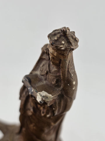 Antique French Statue Bronze Antique religious Lourdes Mary Depose Inkwell.