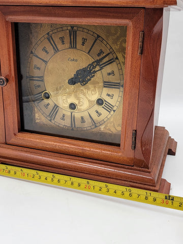 BEAUTIFUL ESKA WIND UP ESKA SHELF MANTEL CLOCK BRAZIL WESTMINSTER CHIMES. As-is.