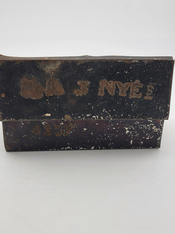 Antique Rare Find Rectangular Tin Box With Lid Date 1829 Belonging To Jhon Nye