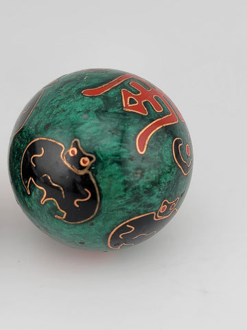 Vintage Chinese Cloisonne Health Exercise Stress Baoding Green/red Enamel Balls