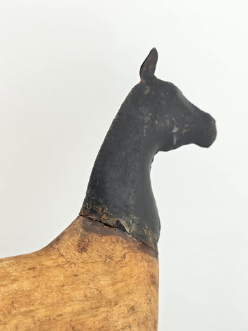 Vintage, Hand Carved Wood & Metal, Folk Art, Horse Sculpture