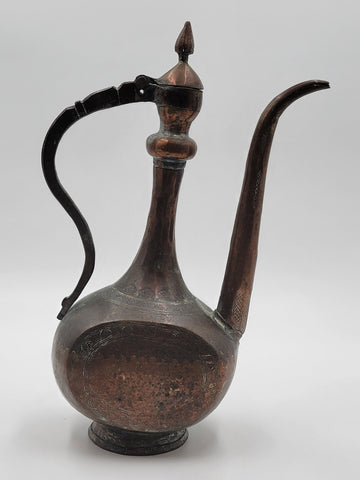 Antique 19th C Large Copper Ewer Islamic Pitcher Hand Forged. Middle Eastern.