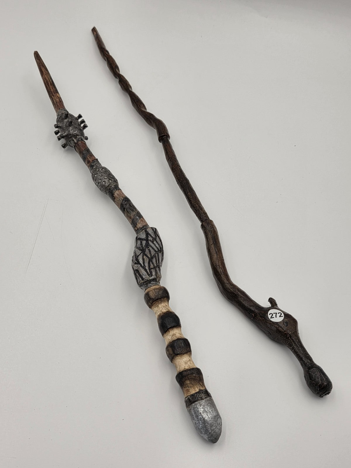 Set Of 2 Rare One Of A Kind Handmade Wooden Magic Wand Fantasy Staff Cosplay.