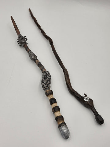 Set Of 2 Rare One Of A Kind Handmade Wooden Magic Wand Fantasy Staff Cosplay.