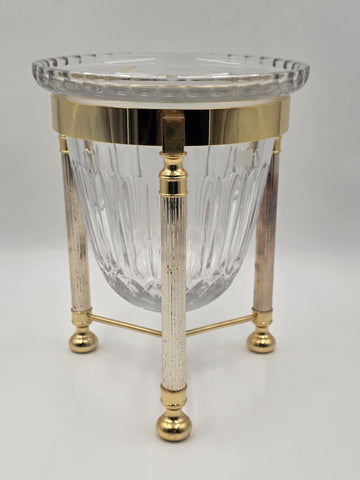 Design Guild Crystal Champagne Chiller Vertical Cut with Stand Brass Barware