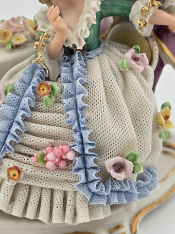 Rare Antique Frankenthal Porcelain Lace Courting Couple Figurine Germany c1900