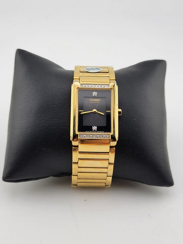 Vintage Citizen Women's EW9342-54E Eco-Drive Gold-Tone Diamond Watch #155. Works