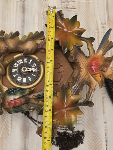 Vtg German Regula Black Forest Hunter Musical Cuckoo Clock 3 Weight Carved. Read