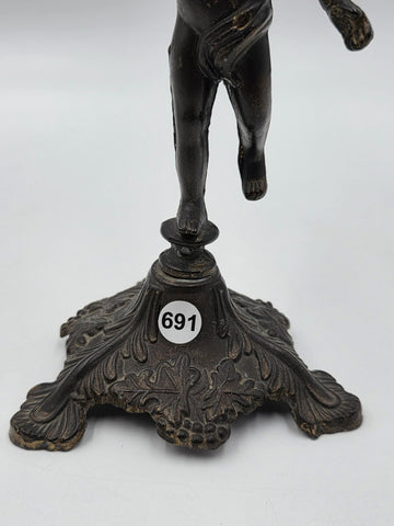 Rare Antique Bronze Brass Putto Cherub Figural Candlestick Rococo 8.5"