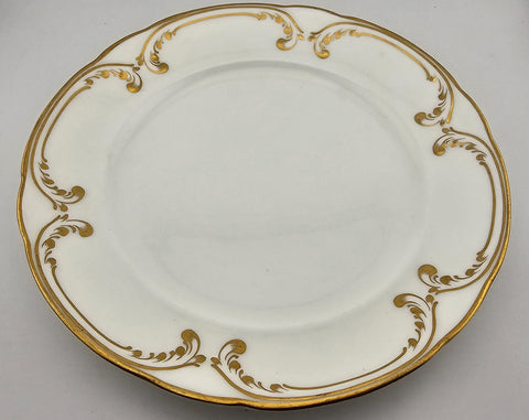 Lot Of 5 Antique Coalport 24k Gold White Dinner Plates England 8.5"dia. C 1910.