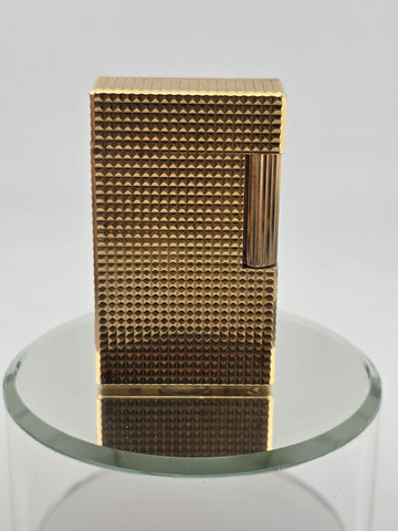 Vtg Authentic St Dupont France Gold Plated Ligne 1 Lighter W 2 Diamond Studs.