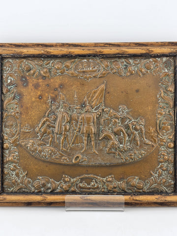 The Landing of Columbus Union Case-1856 Engraving cast as Bronze Plaque 1892-93