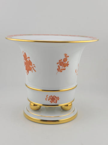 Rare Herend Hand Painted Floral Cachepot Jardiniere Ball Footed Pedestal Vase