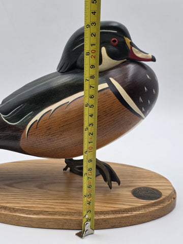 1996-97 Ducks Unlimited Gordan Alcorn Drake wood Duck Decoy Statue. Signed.