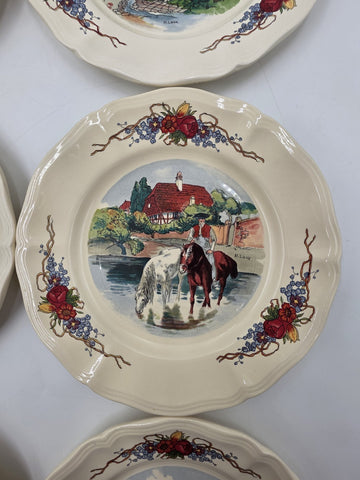 Set Of 6 OBERNAI SARREGUEMINES FRANCE FREE GRINDLEY AND CO BM32 CERAMIC PLATES