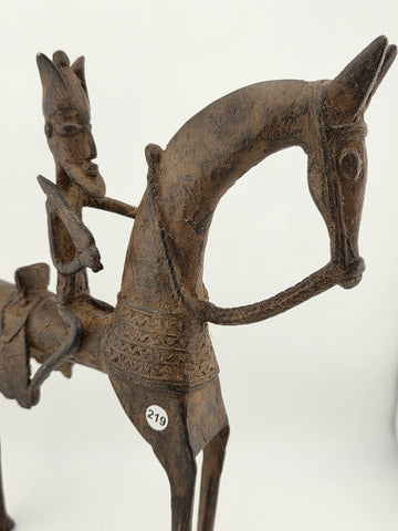 VTG 1940'S AUTHENTIC AFRICAN CAST BRONZE HORSE AND RIDER DOGON MALI WEST AFRICA