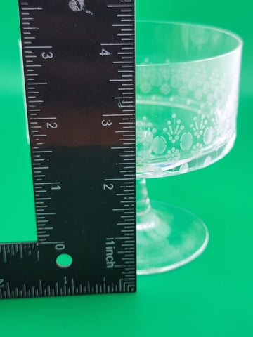 2 Rosenthal Crystal Champagne/ Sherbet glasses, Linie pattern. Minor Knicks.