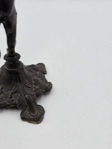 Rare Antique Bronze Brass Putto Cherub Figural Candlestick Rococo 8.5"