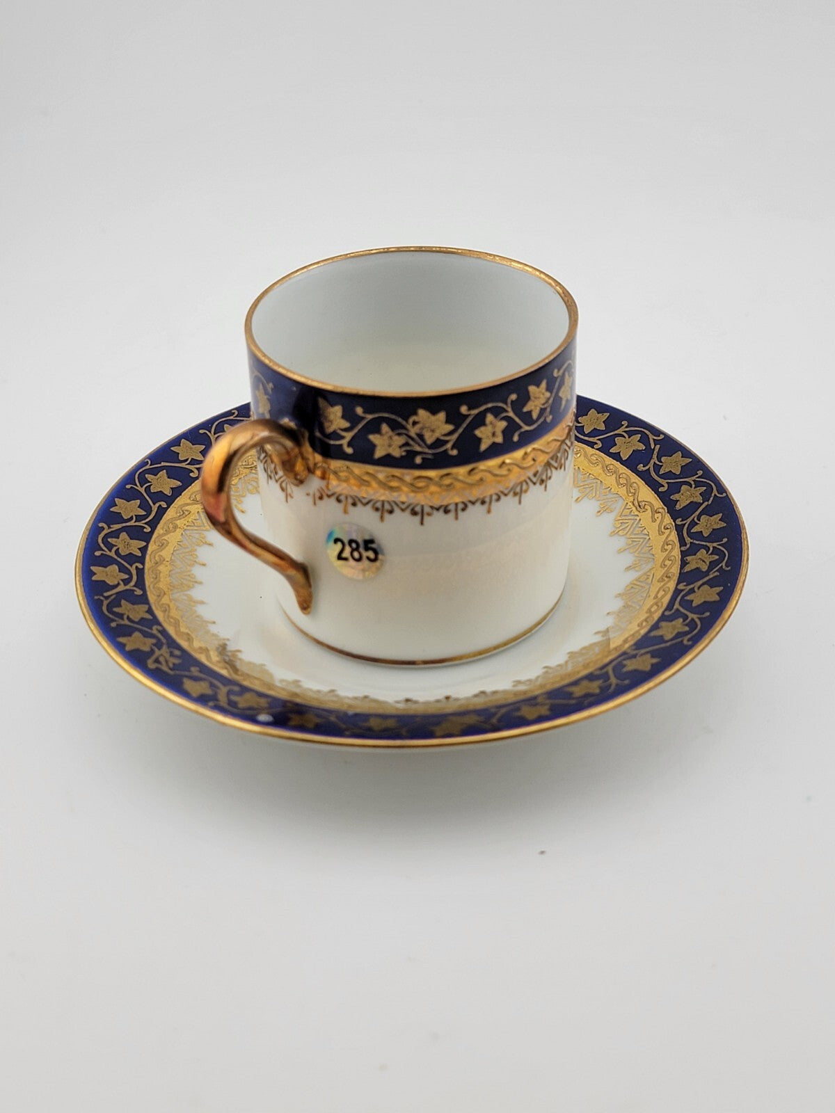 A J Co Czech Cobalt, Blue & Gold Demitasse  Hand Painted. Gold Plated. VG Cond.