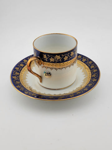 A J Co Czech Cobalt, Blue & Gold Demitasse  Hand Painted. Gold Plated. VG Cond.