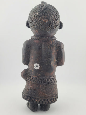 Vintage 1940's African Bronze Figure Rare Benin Style Tribal Bronze Sculpture 9”