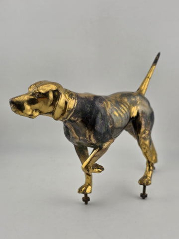 Rare Antique Victorian 19th C Brass Pointer Dog Clock Topper For Mantel Clocks.
