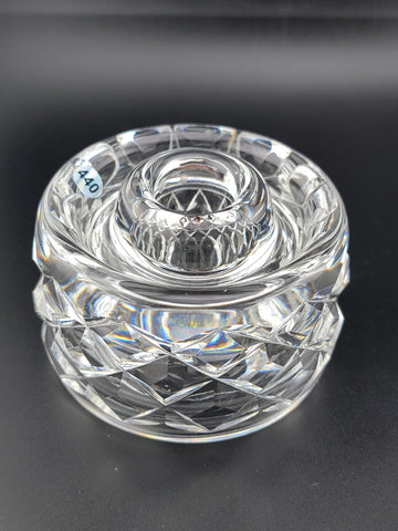 Vintage Pair Signed Waterford Irish Cut crystal candle holders. VG Condition.