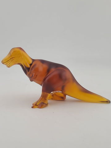 Rare Royales de Champagne Crystal Dinosaur T-Rex Figurine Amber Art Glass France