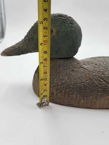 Antique C 1940s hand carved wood Folk Art swivel head drake duck decoy sculpture