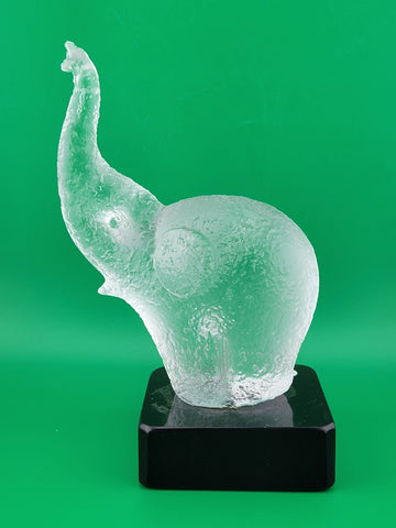 Rare Frosted Art Glass ELEPHANT Signed "Robla" Attributed to Archimede Seguso