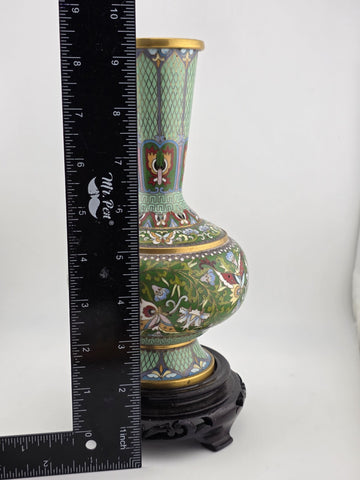 Gorgeous Mid Century Chinese Cloisonne Vase Featuring Flowers & Butterflies