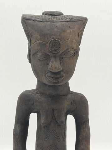 Rare 1930's African Luba Fertility Tribal Figure Handcarved Congo Art Sculpture