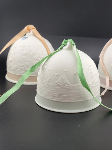Set Of 3 Vintage Lladro Collector's Society Porcelain Bell: Summer #17614 1992