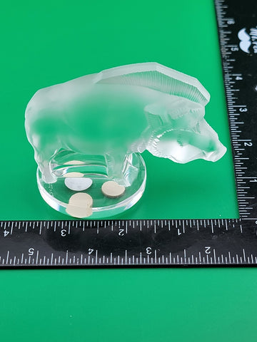 LALIQUE CLEAR & FROSTED CRYSTAL "SANGLIER" OR "RAZORBACK" PAPERWEIGHT FIGURINE