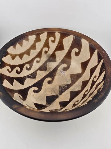 Rare Vintage Jose Sosa 2002 Chulucanas Peruvian Clay Pottery Bowl 10" Signed