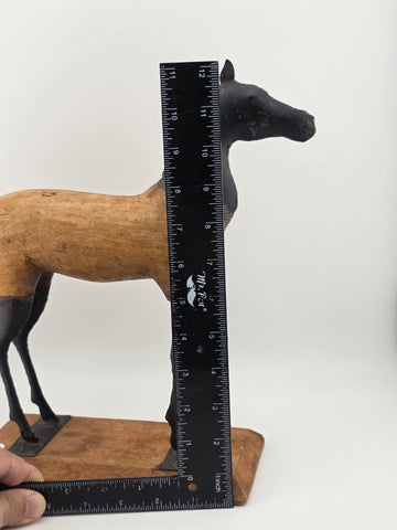 Vintage, Hand Carved Wood & Metal, Folk Art, Horse Sculpture