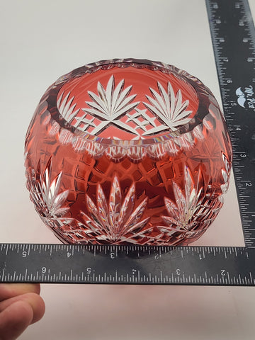 Rare AJKA ODESSA CAROLINE Red cased cut to clear Hungarian crystal rose bowl