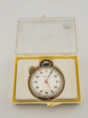 Vintage Westclox Stop Watch Model 10887 W Original Box. Working.