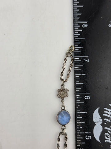 Vintage Gorgeous Art Deco Sterling Silver Faux Star Sapphire  Glass Bracelet