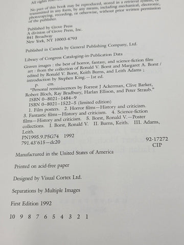 Rare Graven Images Horror Film Art HC Hand Signed Borst Inscribed & Keith Burns