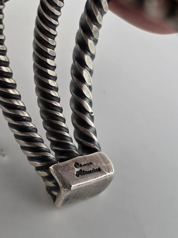 Huge Vintage Oscar Alexius Turquoise Sterling Silver Cuff Bracelet Navajo Signed