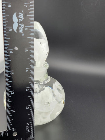 Vintage Joe St. Clair Art Glass Perfume bottle White Flowers Paper Weight Style