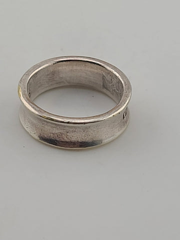 Authentic Tiffany & Co 1837 Sterling Silver 6.3mm Wide Concave Band Ring Size 7
