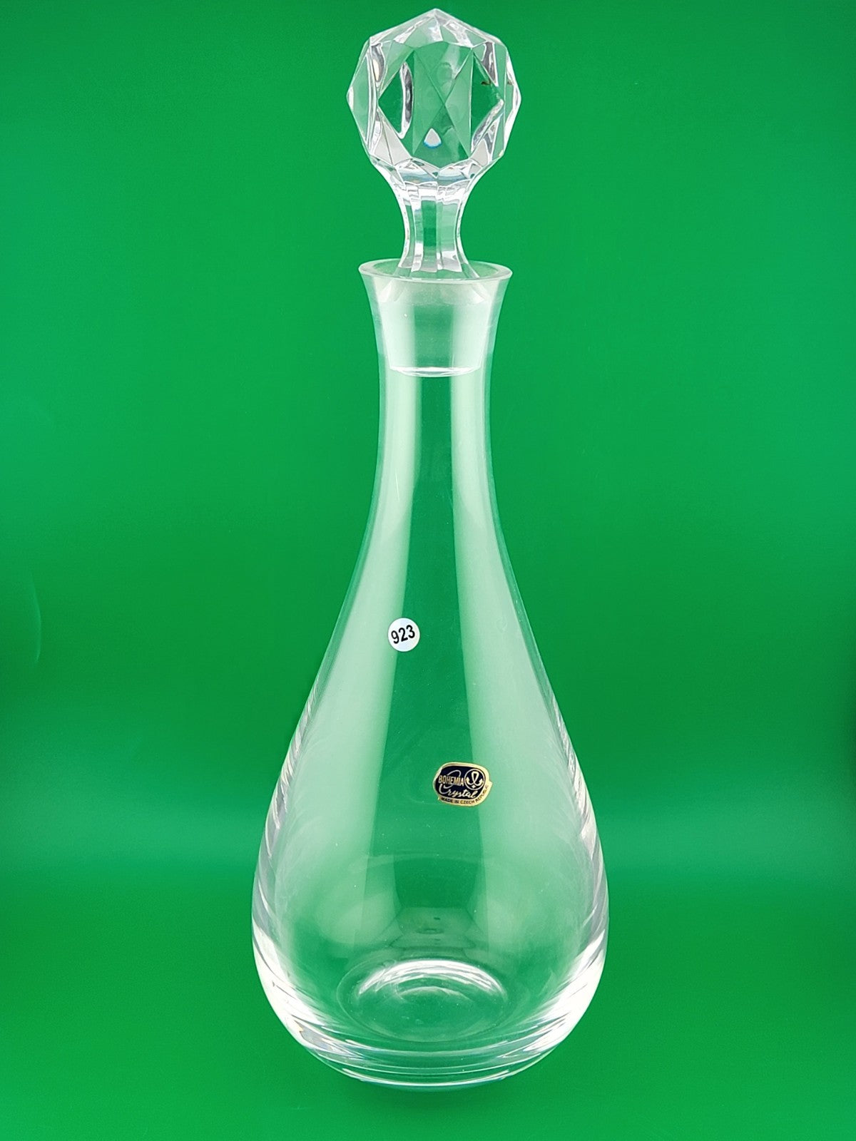 Vintage Bohemia Crystal Solid Heavy Decanter with Ball Stopper. Czech Republic.