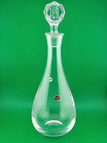 Vintage Bohemia Crystal Solid Heavy Decanter with Ball Stopper. Czech Republic.