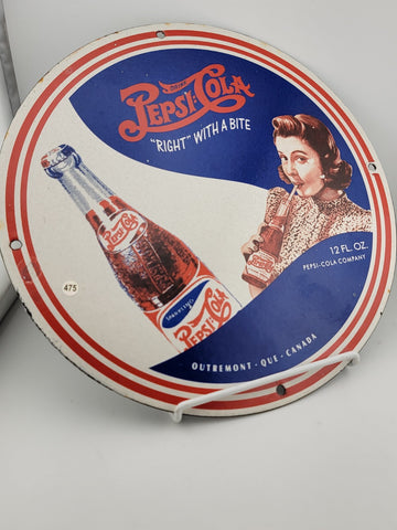 RARE VINTAGE PEPSI-COLA PORCELAIN GASOLINE STATION BOTTLE BEVERAGE SIGN A & W