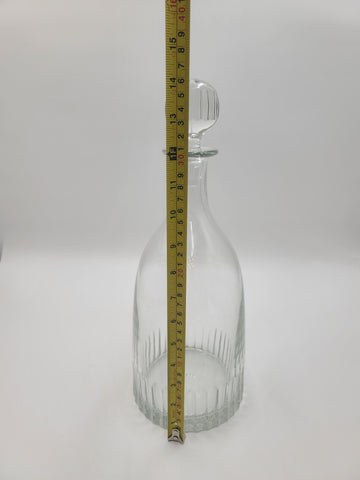 Rare Vintage Flamant France XL Crystal Decanter Ribbed Cut Glass w Stopper 15”