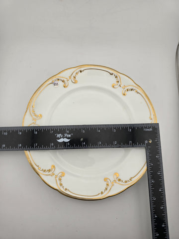 Lot Of 5 Antique Coalport 24k Gold White Dinner Plates England 8.5"dia. C 1910.